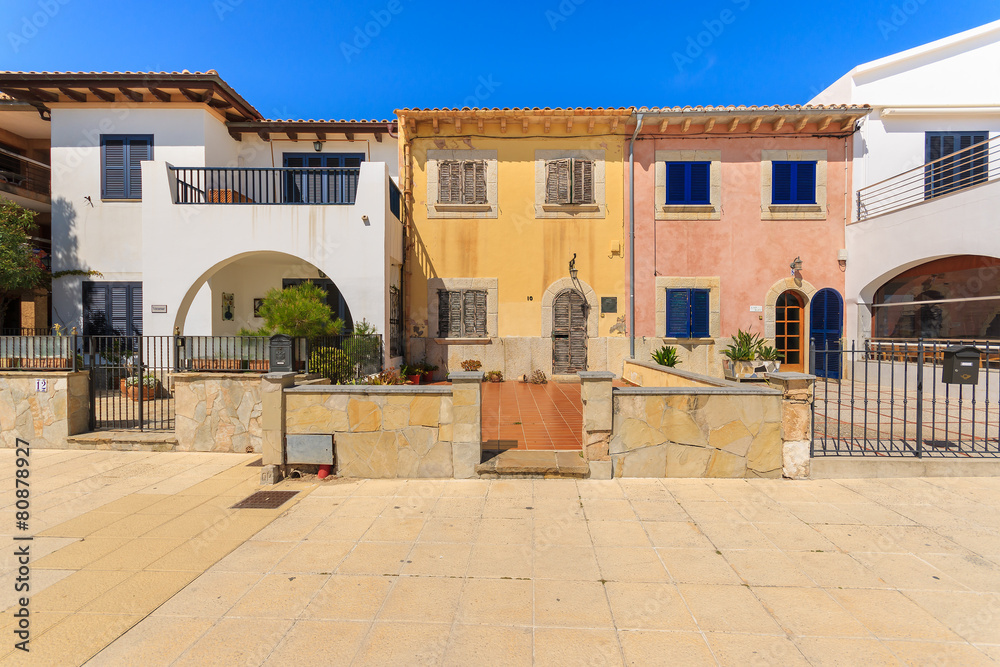 Houses in historic old town of Pollenca, Majorca island, Spain