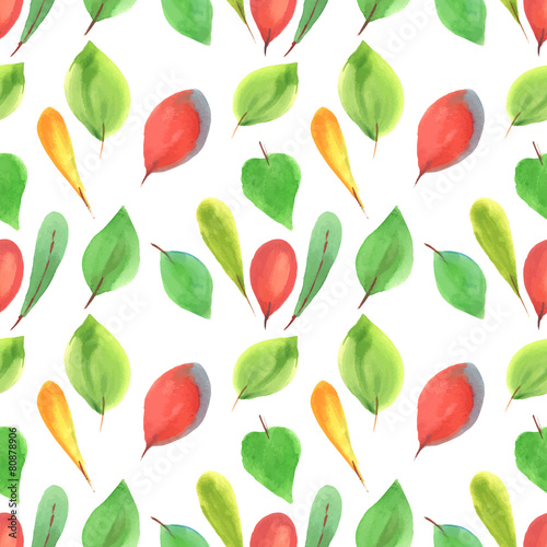 seamless pattern of red and green leaves