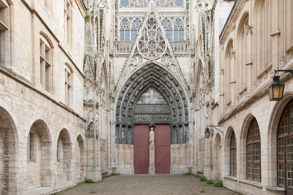 Courtyard of Notre Dame de Rouen cathedral, Normandy