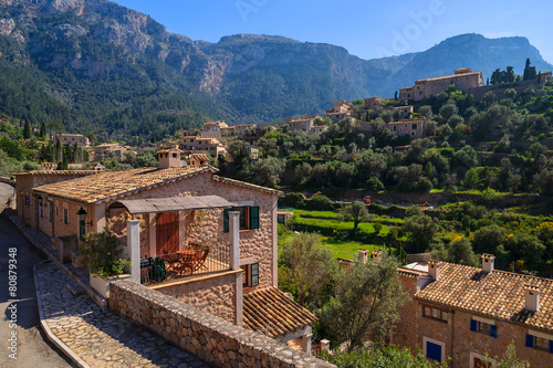 Stone houses in Deia mountain village, Majorca island photo