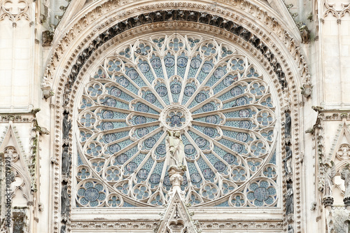 Rosette of Notre Dame de Rouen cathedral, Normandy #80879393