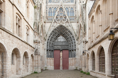 Courtyard of Notre Dame de Rouen cathedral, Normandy #80879396