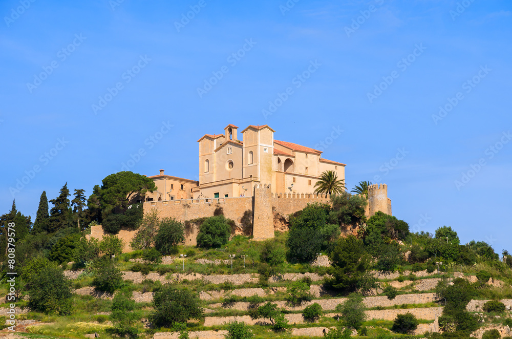 Monastery built on top of a hill in Arta village, Majorca island