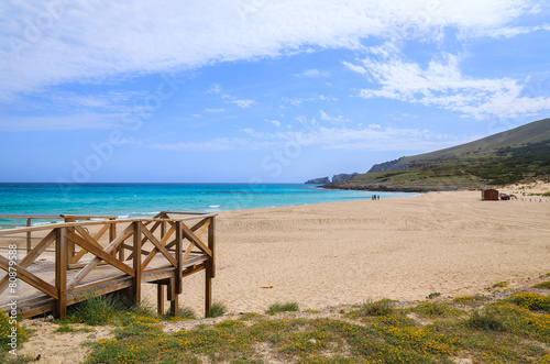 View of Cala Mesquida bay and beach  Majorca island  Spain