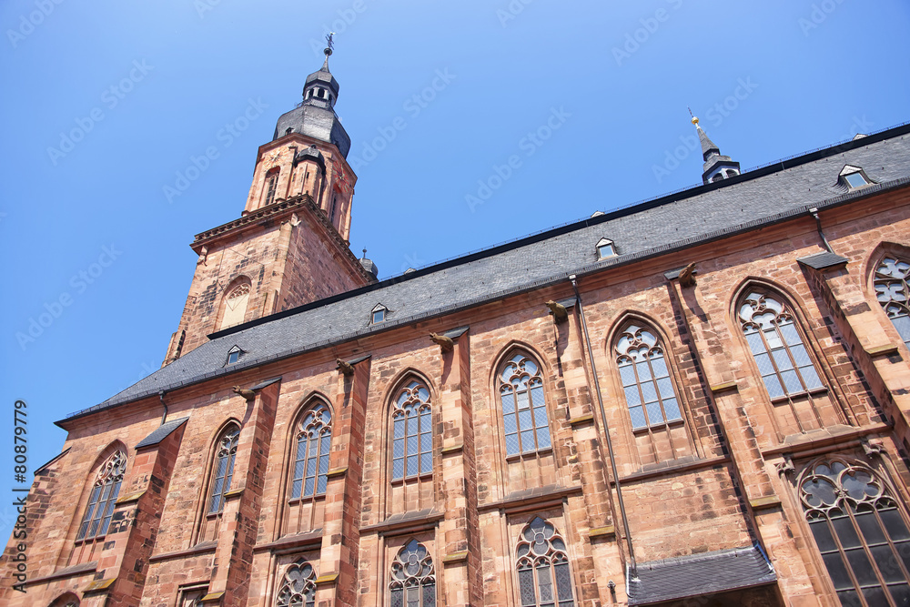 Wall and spire of Cathedral of Holy Spirit in Heidelberg