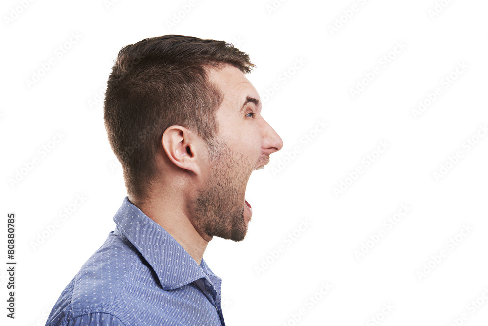 young man with open mouth young man with open mouth