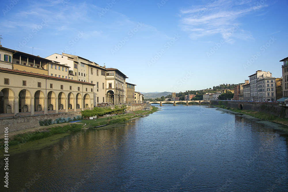 Ponte alle Grazie bridge in Florence in Italy in summer