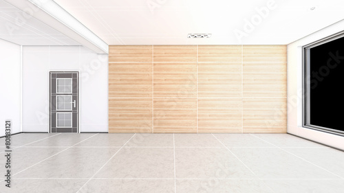 Interior rendering of an empty room with textures