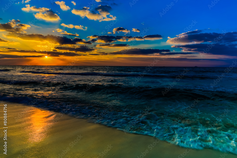 Dubai sea and beach, beautiful sunset at the beach