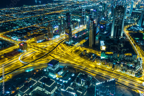 Dubai downtown night scene with city lights, © Sergii Figurnyi
