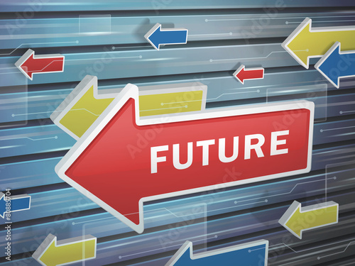 moving red arrow of future word