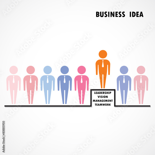 Businessman standing out from the crowd. Business  idea and lead
