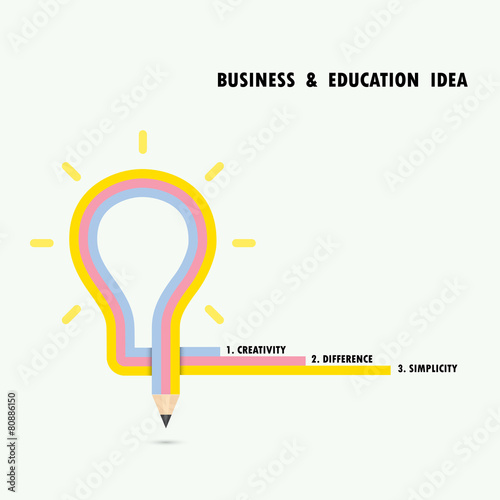 Pencil and light bulb on background. Education concept.