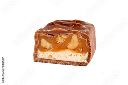 Schilderij op canvas Closeup of chocolate bars isolated on white