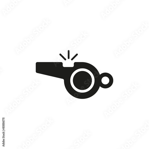 The whistle icon. Referee symbol. Flat photo