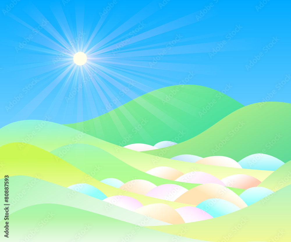 Fototapeta premium 田舎風景 花の谷1