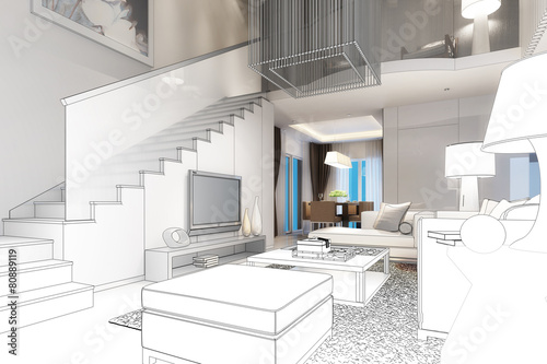 Modern Villa Interior (drawing)