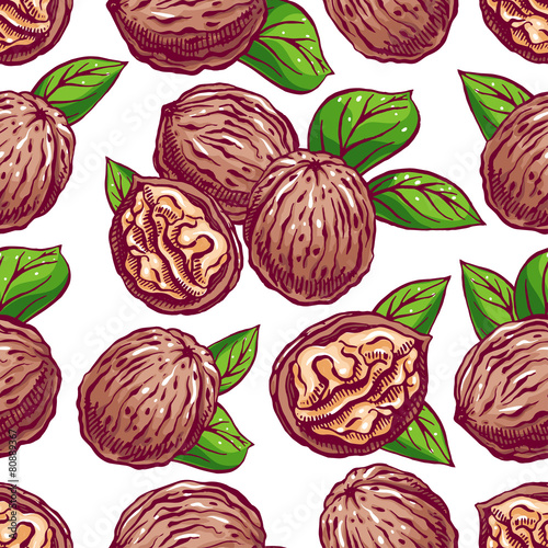 seamless background with walnuts - 2