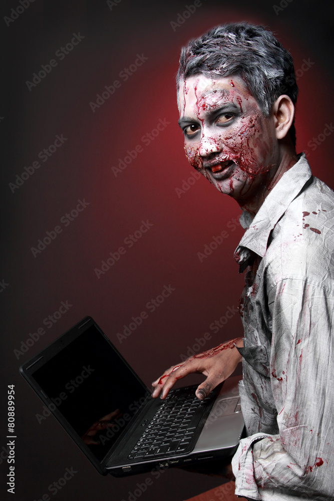 Zombie with laptop Zombie with laptop