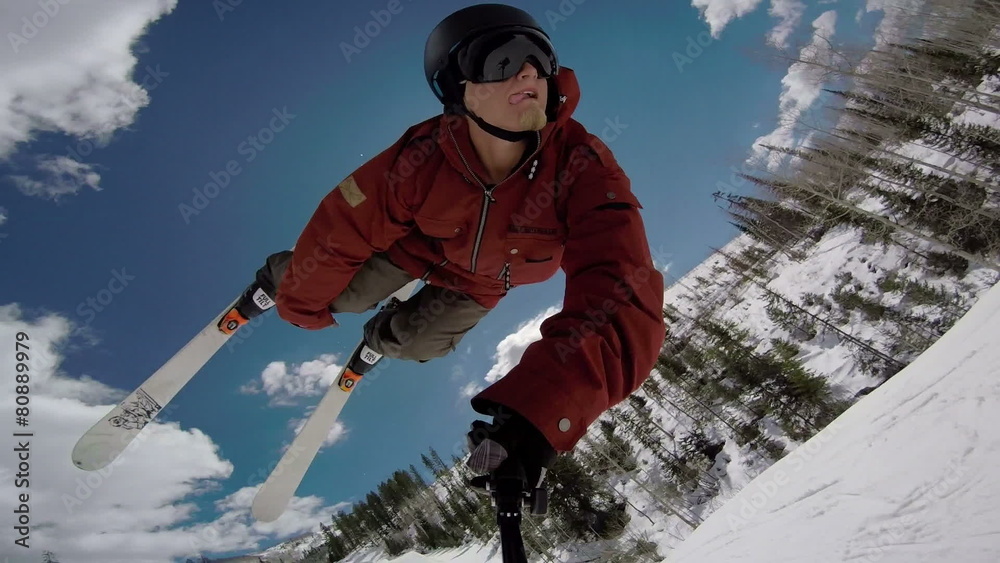 POV Skier Doing Backflip
