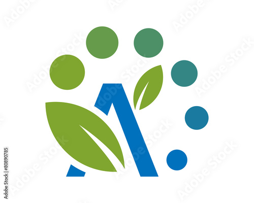 letter A logo leave