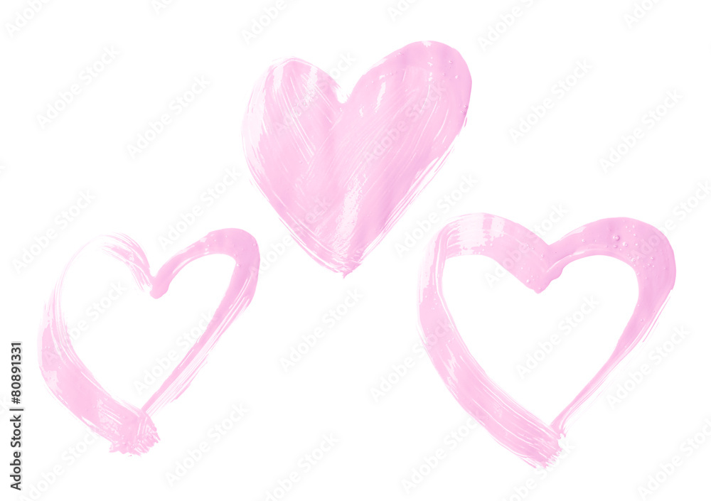 Hearts drawn with the oil paint Hearts drawn with the oil paint