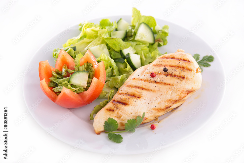 chicken breast and salad