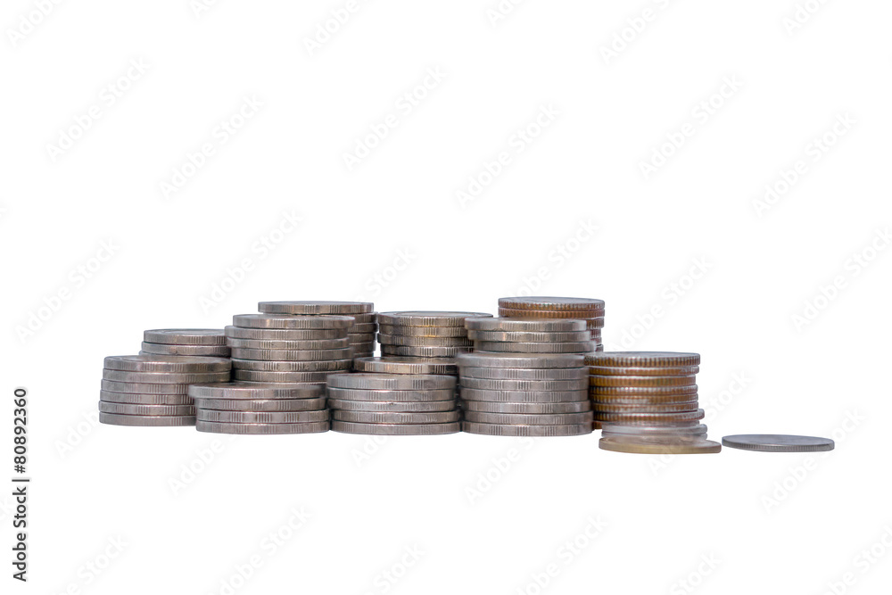 Thai Baht Coins isolated on white