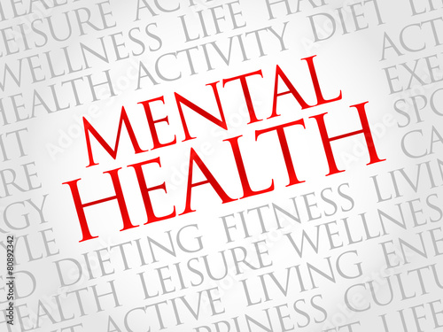 Mental health word cloud, health concept