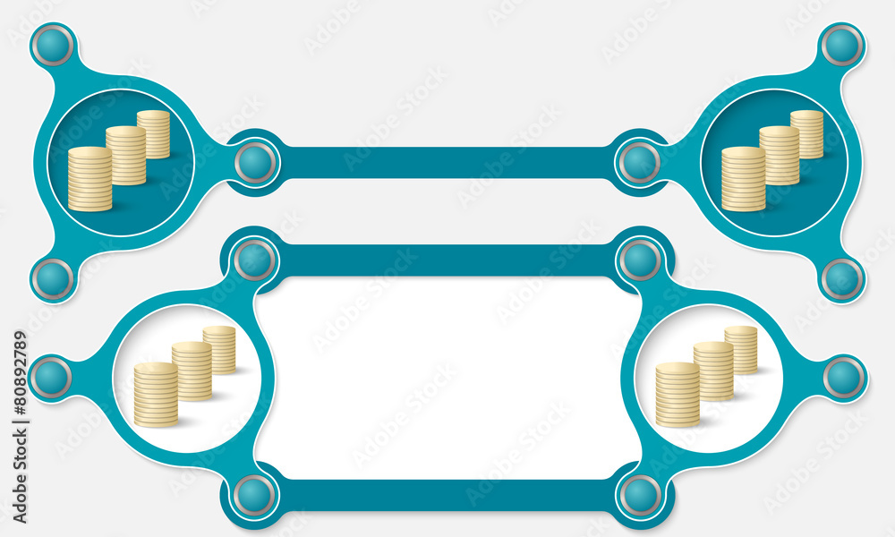 Two vector abstract text boxes for your text and coin Two vector abstract text boxes for your text and coin