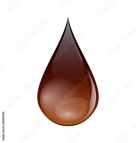 Chocolate or coffee droplet isolated on white background