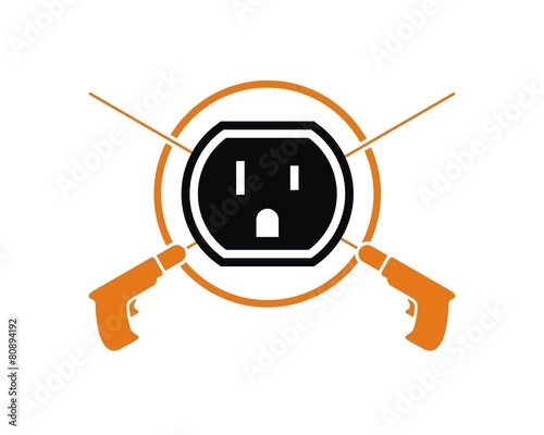 electricity drill plugs logo icon vector