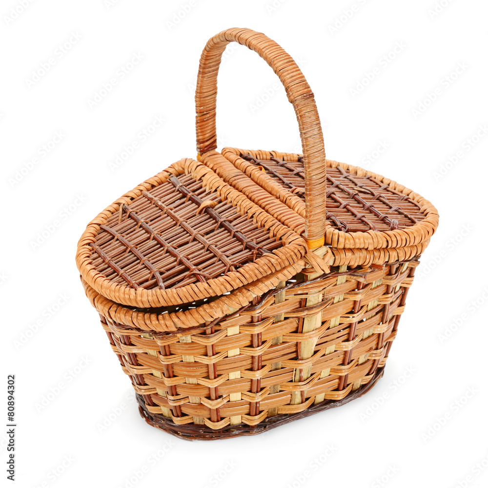 Wicker basket isolated on a white background Wicker basket isolated on a white background
