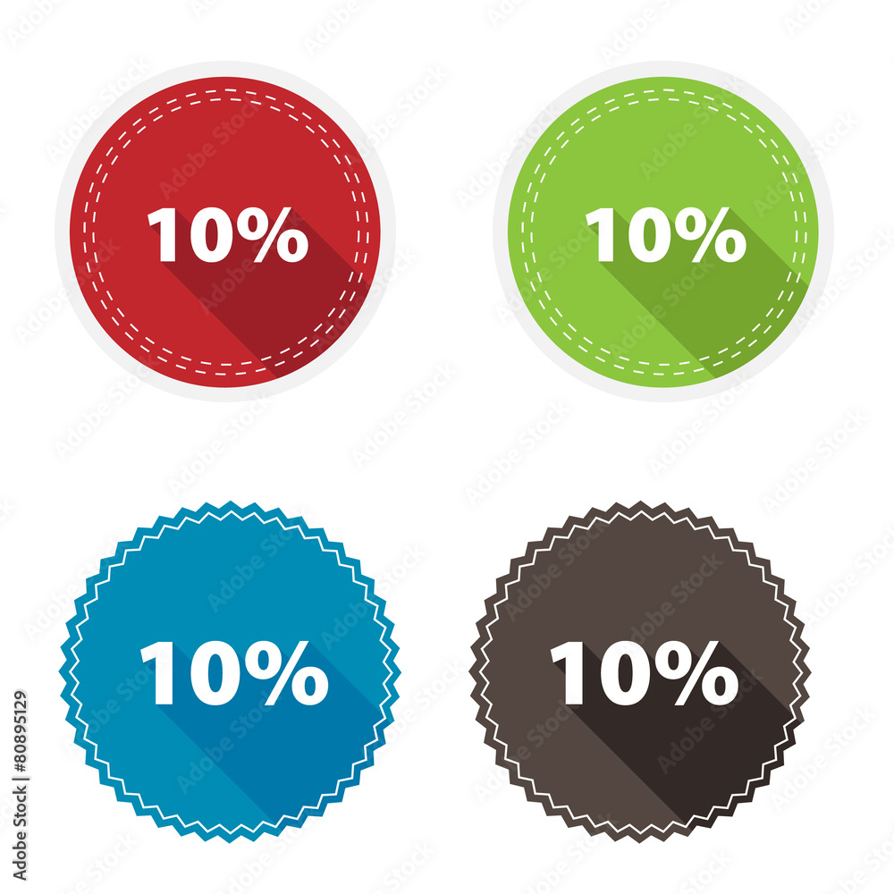 Set of 4 flat circle icons - 10 percent. Set of 4 flat circle icons - 10 percent.