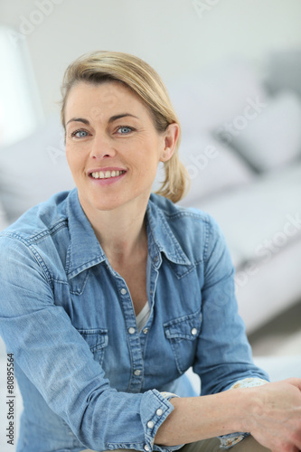Portrait of attractive mature blond woman photo