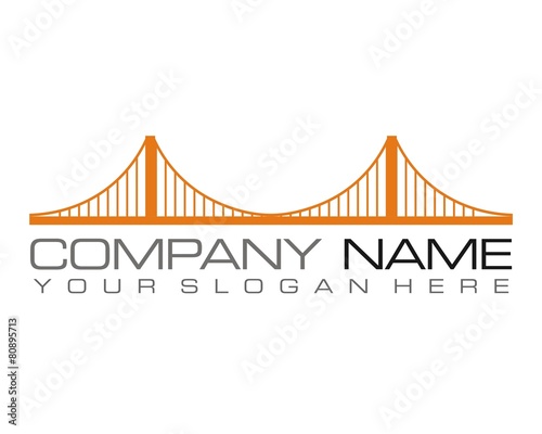 orange bridge logo icon vector