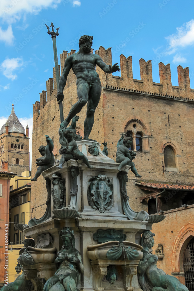 Neptune fountain in the Piazza Maggiore in Bologna, Italy Neptune fountain in the Piazza Maggiore in Bologna, Italy