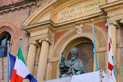 Pope Gregory XIII statue on facade of the Palazzo Comunale in Bo photo