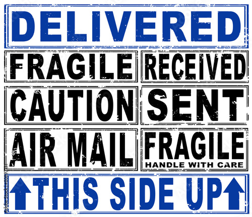 Shipping related Rubber stamps vector