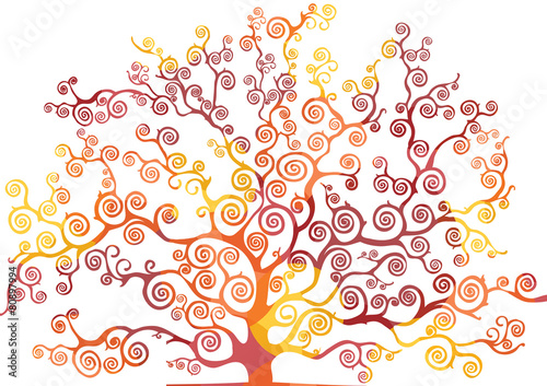 albero con rami curvi, colori caldi photo