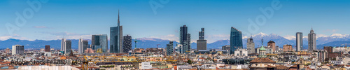 Milan city Italy Panoramic view of new skyline with skyscrapers Panorama view
