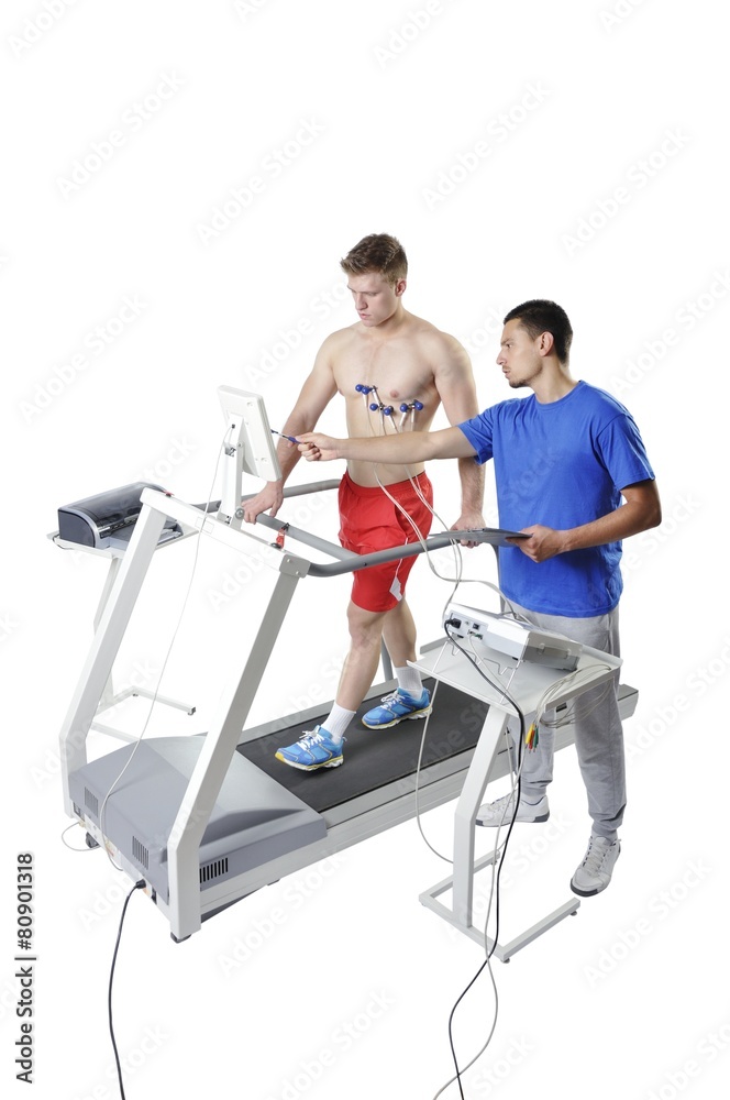 Sports Scientist doing Performance Assessment on Treadmill. Mode Sports Scientist doing Performance Assessment on Treadmill. Mode
