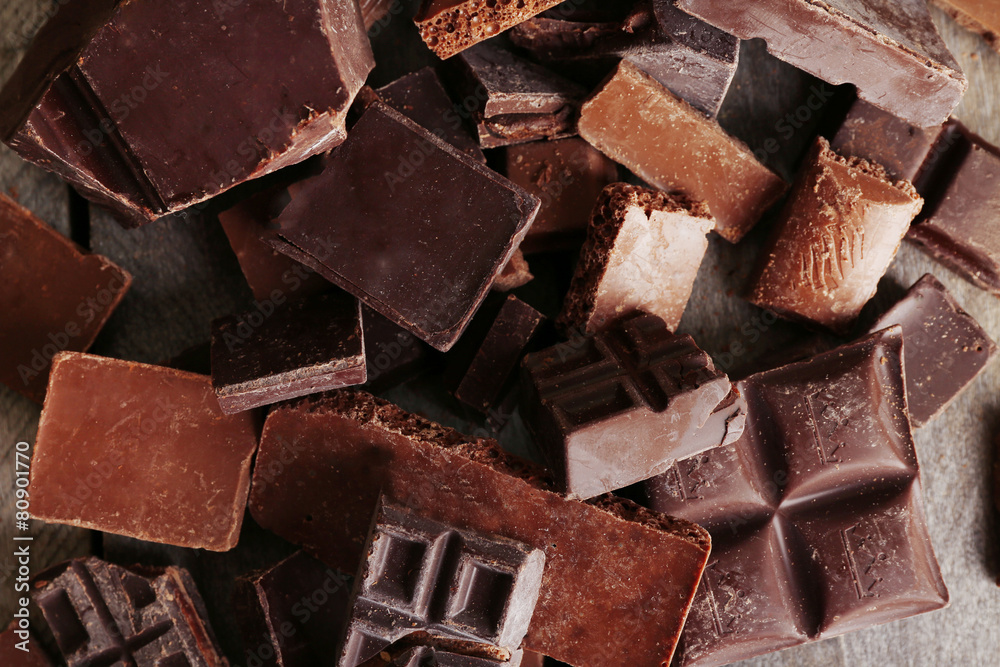 Set of chocolate, closeup Set of chocolate, closeup