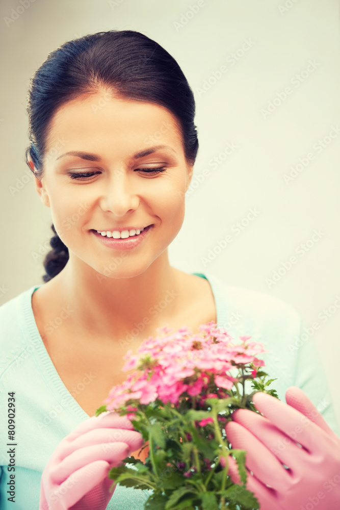 lovely housewife with flower