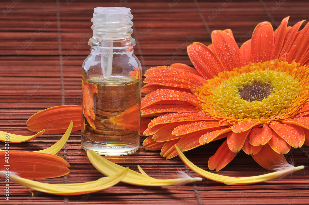 Spa still life with orange daisy Spa still life with orange daisy