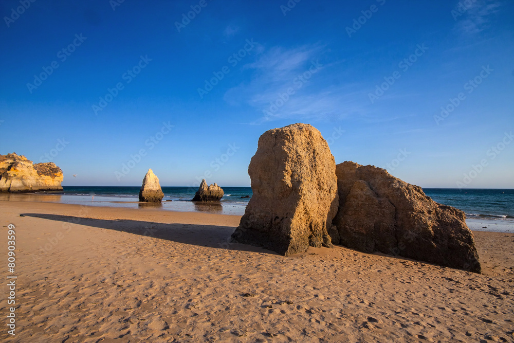 rock formations on the coast, the province of Algarve, Portugal