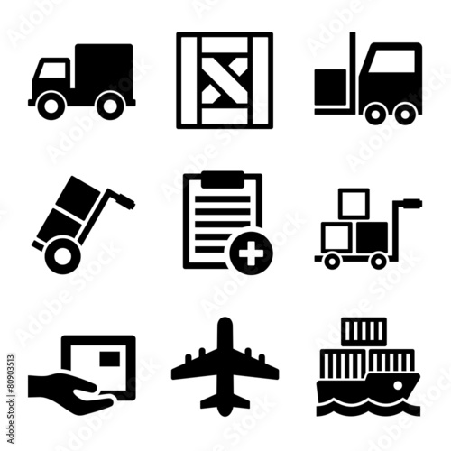 Shipping, Cargo, Warehouse and Logistic Icons Set. Vector