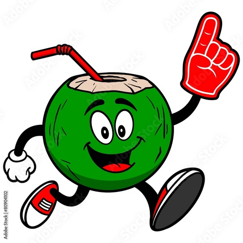 Coconut Water Running with Foam Finger