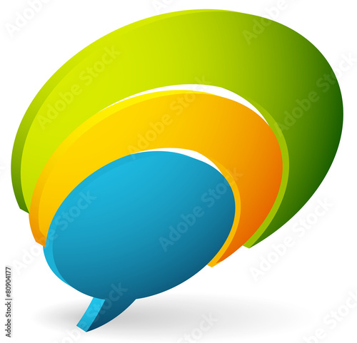 Overlapping talk bubbles. Colorful icon for support, contact or