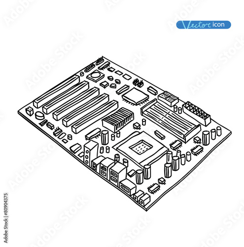 computer motherboard, isolated